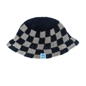 Black & Taupe Checkered Bucket Hat