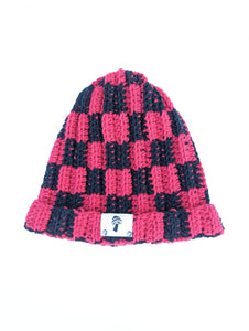 Checkered Fisherman Beanie - Red & Black