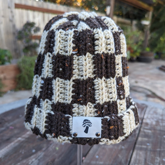 Checkered  Solid Beige & Chocolate Tweed
