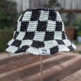 Checkered Bucket Hat - Black Tweed & Aran