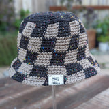 Checkered Bucket Hat - Black Tweed & Taupe