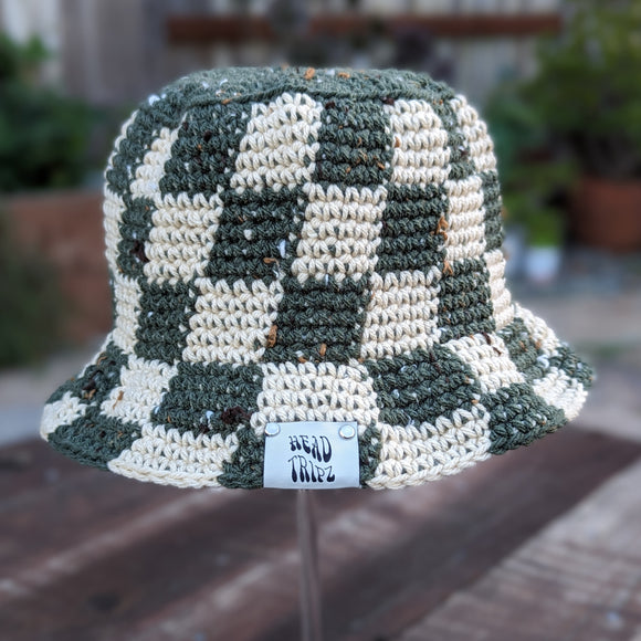 Checkered Bucket Hat - Camo Tweed & Beige