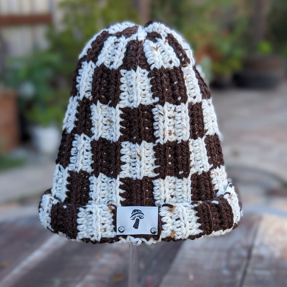 Checkered Solid Chocolate & Aran Tweed