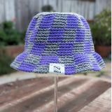 Checkered Bucket Hat - Dark Gray Tweed & Eggplant