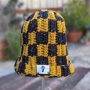 Checkered Solid Gold & Black Tweed