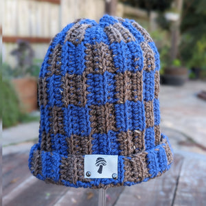 Checkered Solid Lapis & Walnut Tweed