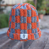 Checkered Solid Tangerine & Dark Gray Tweed