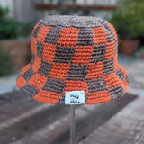 Checkered Bucket Hat - Walnut Tweed & Tangerine