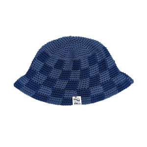 Denim & Navy Checkered Bucket Hat