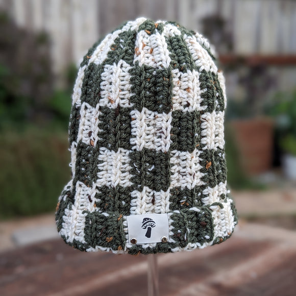 Checkered Double Tweed Fisherman Beanie - Camo & Aran