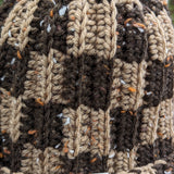 Checkered Double Tweed Fisherman Beanie - Chocolate & Taupe