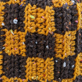 Checkered Double Tweed Fisherman Beanie - Gold & Chocolate