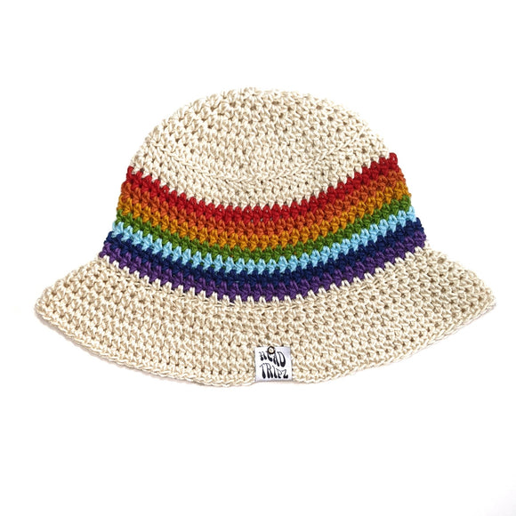 Ecru & Rainbow Bucket Hat