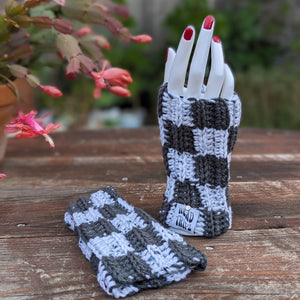 Hand Warmers - Checkered White Tweed & Thunder Gray