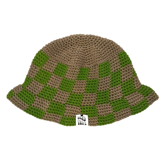 Khaki and Grass Checkered Bucket Hat