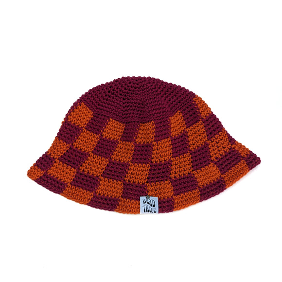 Magenta & Tangerine Checkered Bucket Hat