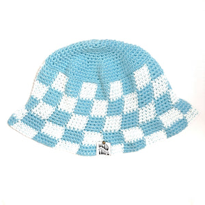 Mint and White Checkered Bucket Hat