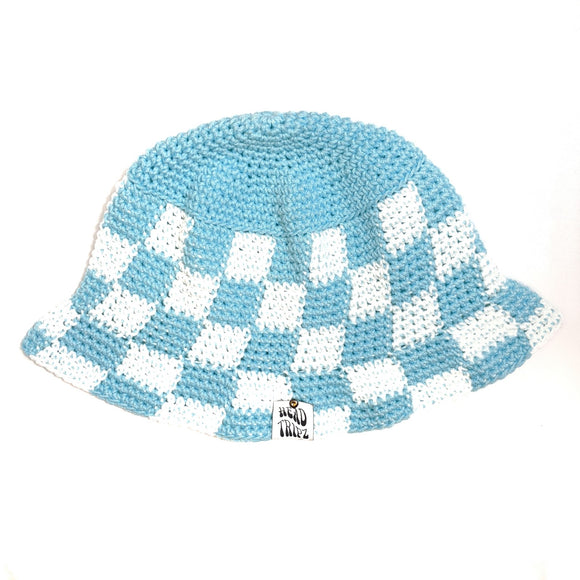 Mint and White Checkered Bucket Hat