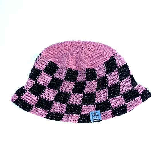 Pink & Black Checkered Bucket Hat