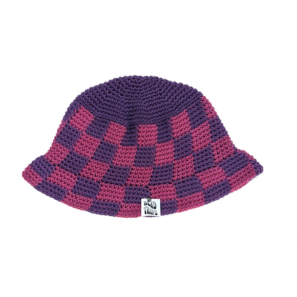 Purple & Rose Checkered Bucket Hat