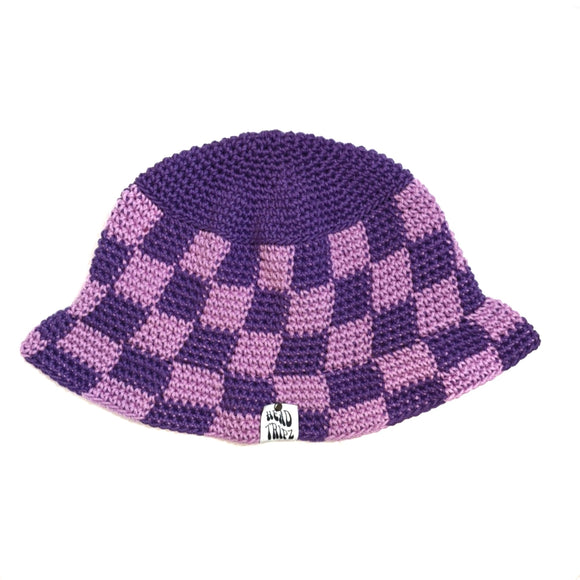 Purple and Lilac Checkered Bucket Hat