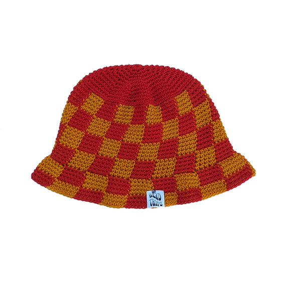 Red & Gold Checkered Bucket Hat