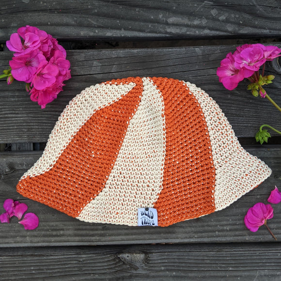 Swirl Bucket Hat - Tangerine & Ecru