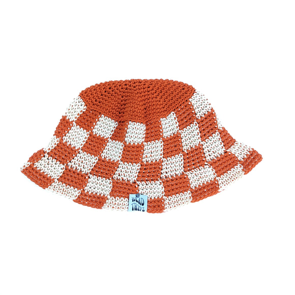 Tangerine & Ecru Checkered Bucket Hat