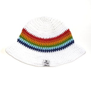 White & Rainbow Bucket Hat