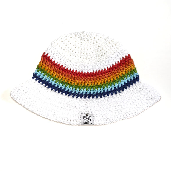 White & Rainbow Bucket Hat