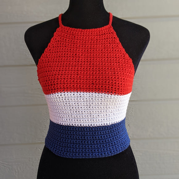 Limited Edition Red White & Blue Cross Back Halter