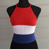 Limited Edition Red White & Blue Cross Back Halter