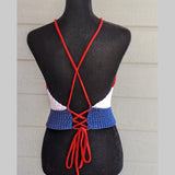 Limited Edition Red White & Blue Cross Back Halter Top