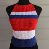 Limited Edition Red White & Blue Cross Back Halter Top