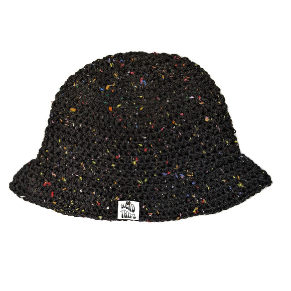 Black Tweed Bucket Hat