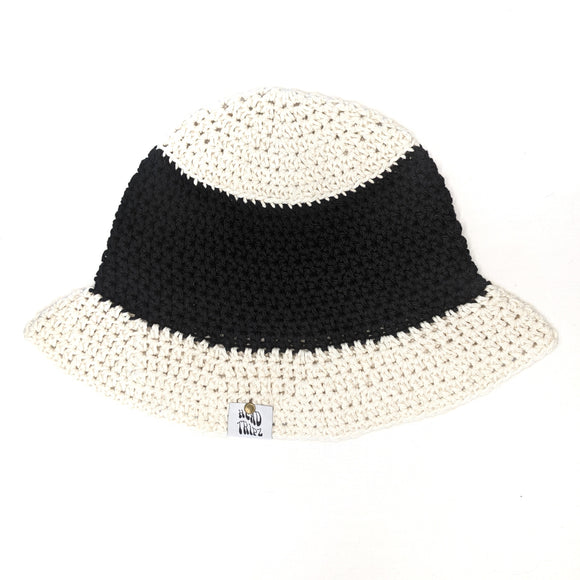 Black & Cream Cotton Bucket Hat