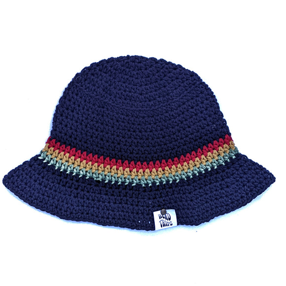Black w/ Rasta Stripes - Cotton Bucket Hat