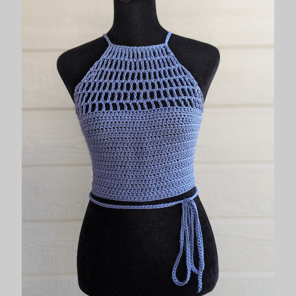Denim - Halter Top w/ Cross Tie Back