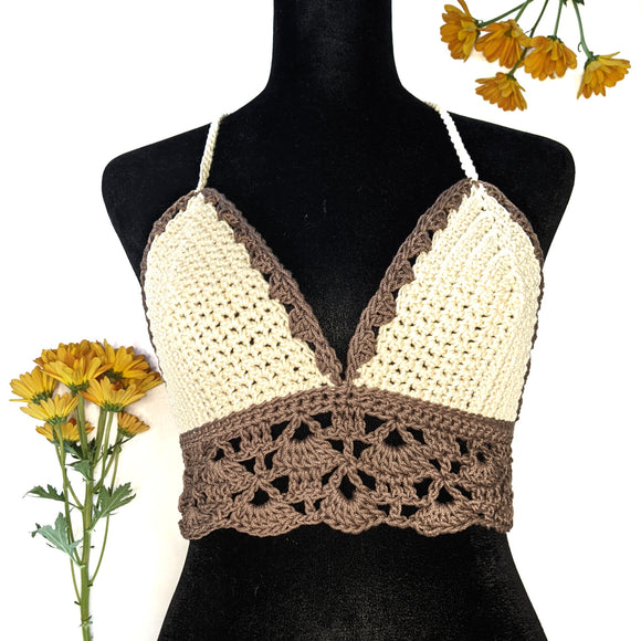 Ecru & Cafe Au Lait Two Tone Boho Bralette