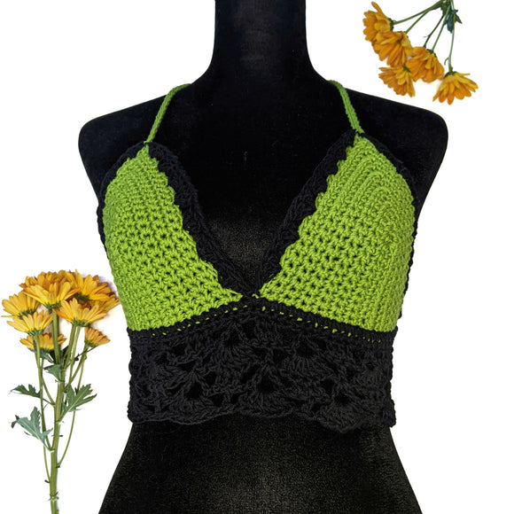 Grass & Black Two Tone Boho Bralette