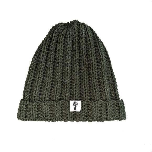 Ribbed Beanie - Olive Green