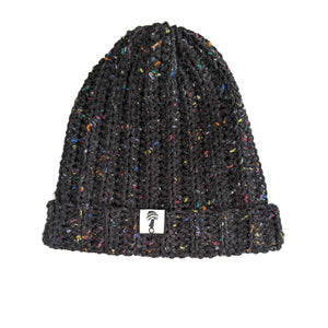 Ribbed Beanie - Black Tweed