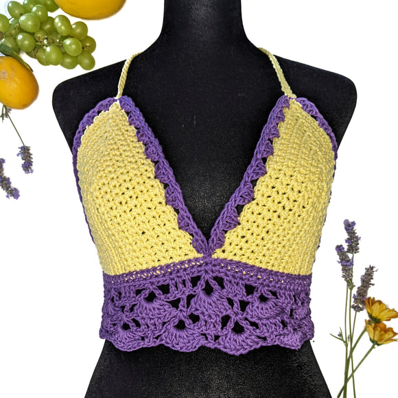 Lemon & Purple Two Tone Boho Bralette