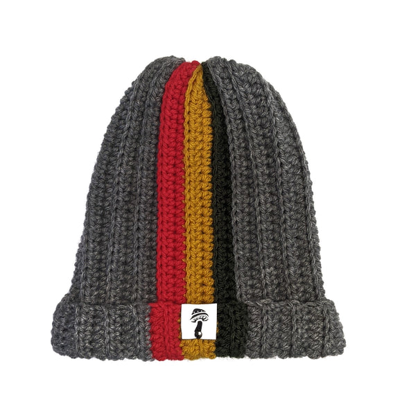 Rasta Ribbed Beanie - Dark Gray