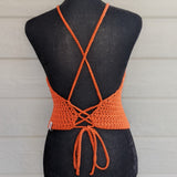 Tangerine - Halter Top w/ Cross Tie Back