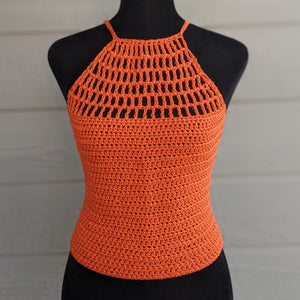 Tangerine - Halter Top w/ Cross Tie Back