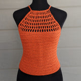 Tangerine - Halter Top w/ Cross Tie Back